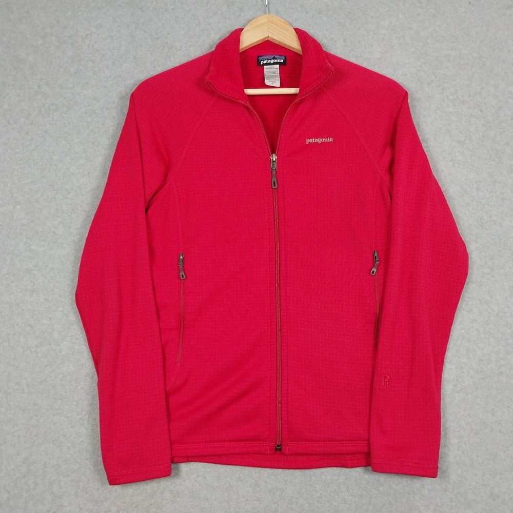 Patagonia Jacket Womens Medium Pink Red R1 Regulator Full Zip Waffle Thermal